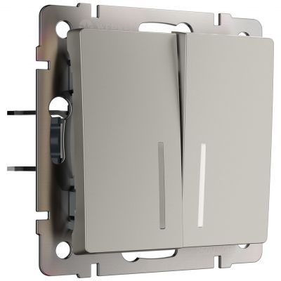 Выключатель двухклавишный проходной с подсветкой (дымчатый) W1222104 Werkel