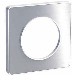 Рамка 1-я Schneider Electric Odace Полированный алюминий/Белый