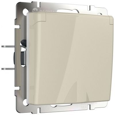 Розетка с з/к с крышкой и шторками Werkel W1171203 слоновая кость (WL03-SKGSC-01-IP44-ivory)