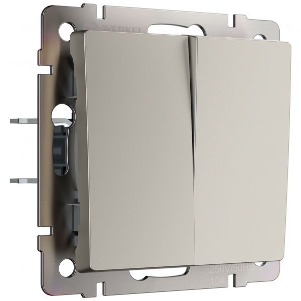 Выключатель двухклавишный проходной (дымчатый) W1222004 Werkel