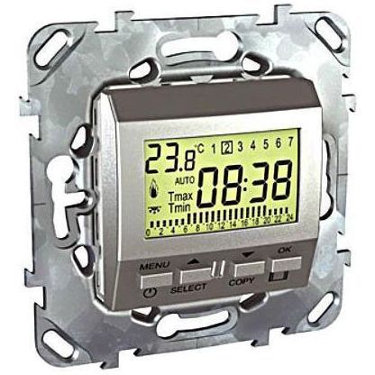 Термостат программируемый недельный (от+5 до +35град) SE Unica Беж перекидной контакт MGU5.505.25ZD